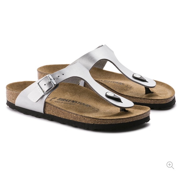 Birkenstock Shoes - Silver leather Birkenstock sandals